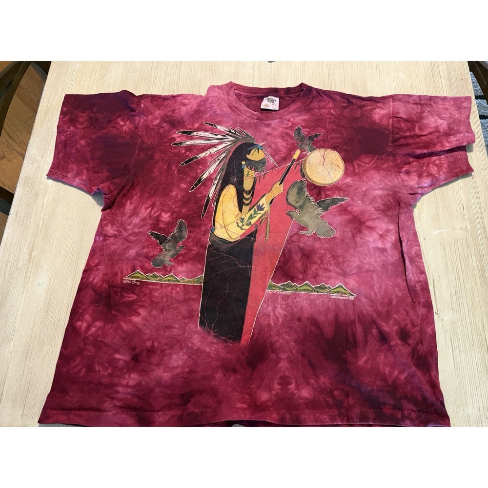 Vtg 1995 The Mountain T Shirt XL Gina Gray Native American Indian Tie Dye USA